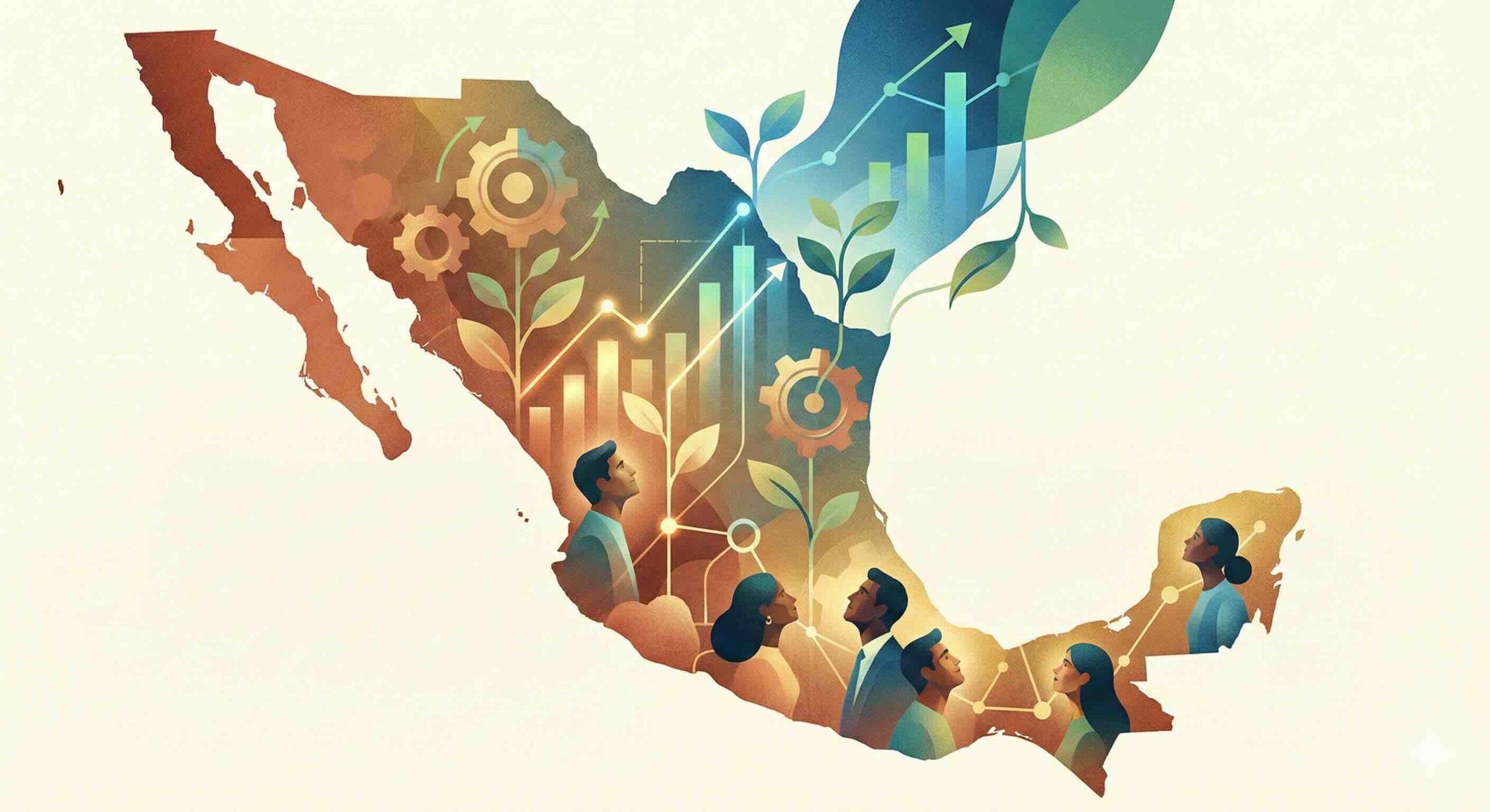 Ilustración conceptual del impacto de la educación financiera en el desarrollo social de México.