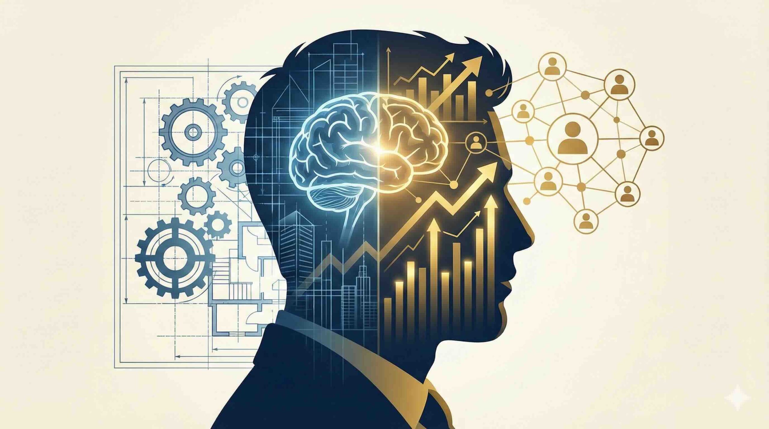 Ilustración doble exposición de Ernesto Reséndiz López, de ingeniero a líder financiero.